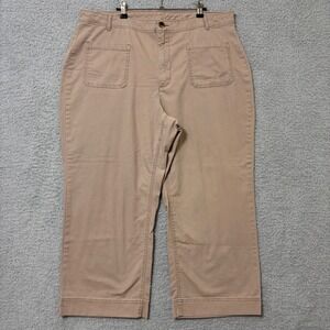 Casual Wide Leg High Rise Pants Beige High Rise Stretch Relaxed Size 18 Workwear